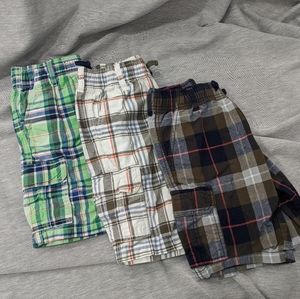 3pc Gymboree cargo shorts plaid boys size 7